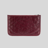 SAINT LAURENT YSL Niki Vintage Leather Zipped Pouch Wine 583577OEN04