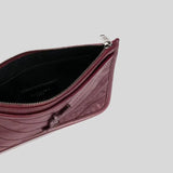 SAINT LAURENT YSL Niki Vintage Leather Zipped Pouch Wine 583577OEN04