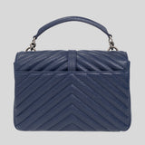 SAINT LAURENT YSL College Medium Chain Bag In Quilted Leather Blue charron 600279BRM04