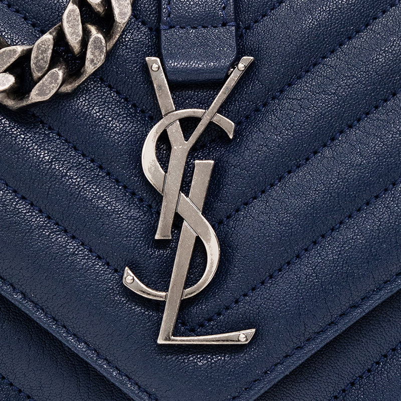 SAINT LAURENT YSL College Medium Chain Bag In Quilted Leather Blue charron 600279BRM04
