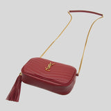 SAINT LAURENT YSL Lou Mini Bag In Quilted Grain De Poudre Embossed Leather Rouge Opyum 6125791GF07