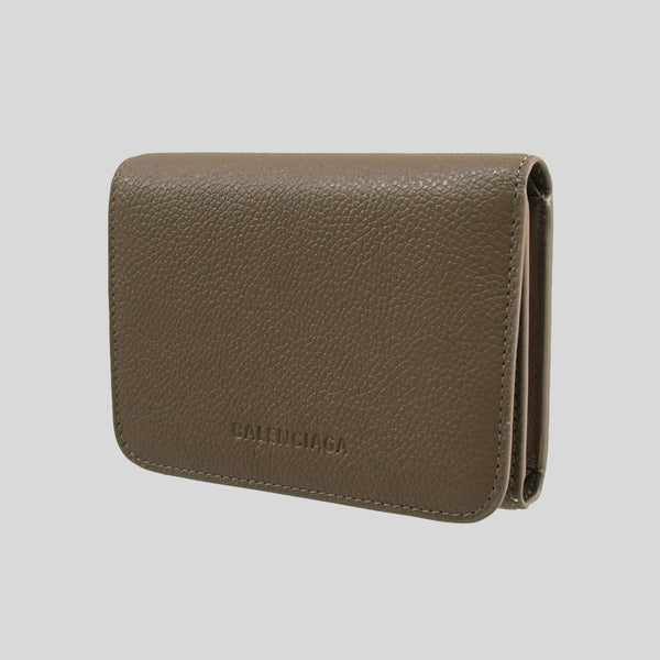 Balenciaga Leather Trifold Wallet Dark Taupe 656342