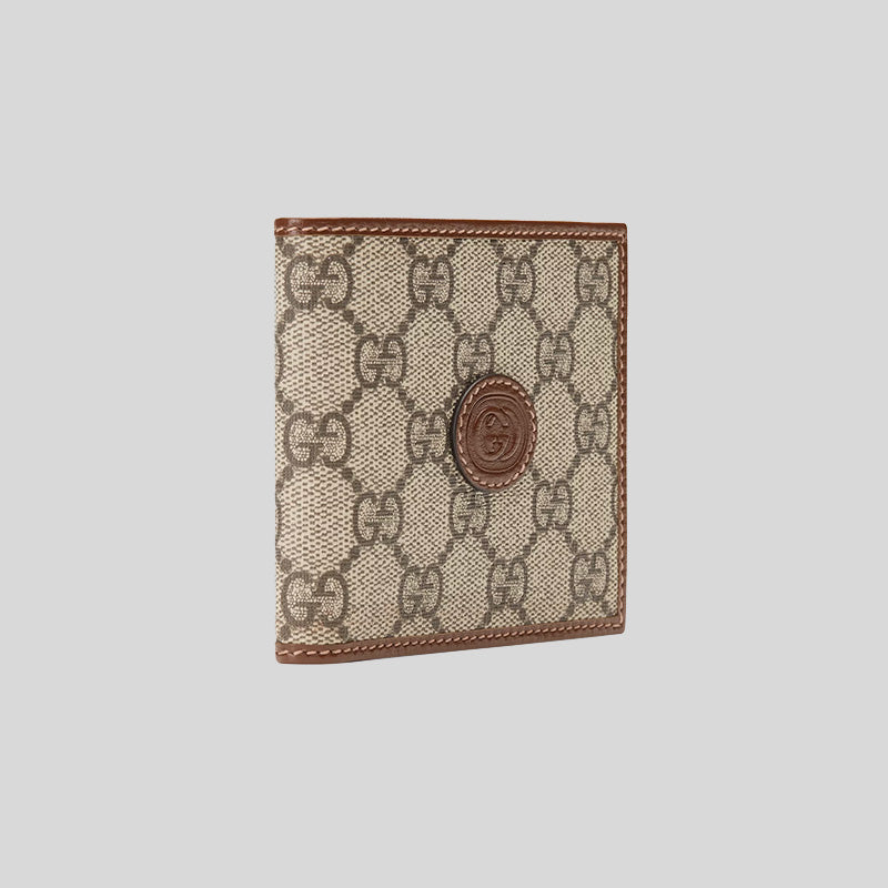 GUCCI GG Supreme Wallet With Interlocking G Brown FW23-24 671652