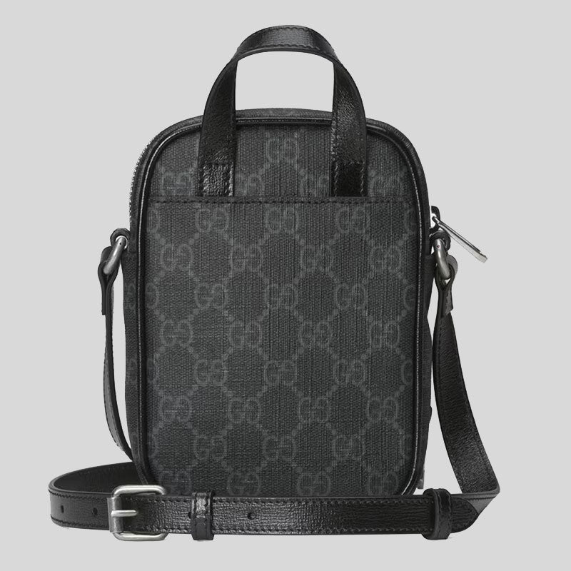 GUCCI GG Supreme Canvas Michel Print GG Retro Unisex Small Crossbody Bag Black 672952