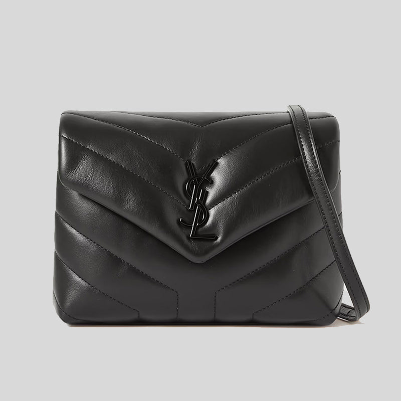 SAINT LAURENT YSL Loulou Toy Strap Bag In Quilted "Y" Leather Black on Black 678401 lussocitta lusso citta