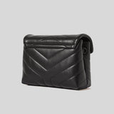 SAINT LAURENT YSL Loulou Toy Strap Bag In Quilted "Y" Leather Black on Black 678401