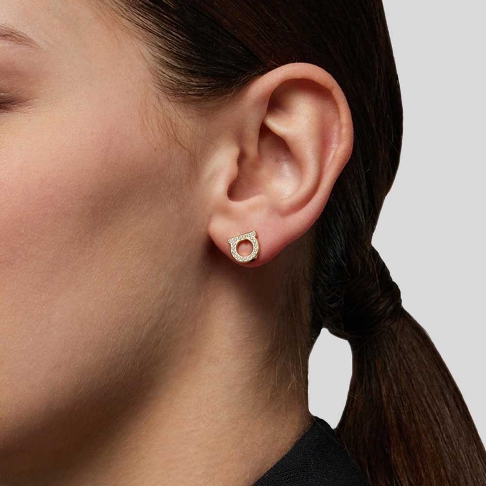 Ferragamo】 GANCINI CRYSTALS STUD EARRINGS Gancini Earrings
