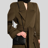 SAINT LAURENT YSL Matelasse Envelope Chain Wallet In Grain De Poudre Leather Black/Black 742920BOW08