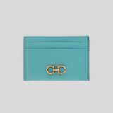 Ferragamo Gancini Leather Credit Card Holder Tyrone Turquoise 750043 lussocitta lusso citta