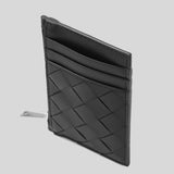 BOTTEGA VENETA Intrecciato Zippered Card Case Black 755985