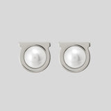 FERRAGAMO Gancini Pearls Earrings In Silver Color 760121 lussocitta lusso citta