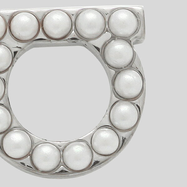 FERRAGAMO Gancini Crystals and Pearls Earrings Palladium 760125