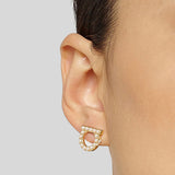 Ferragamo Gancini Crystals and Pearls Earrings In Gold Collar 696581