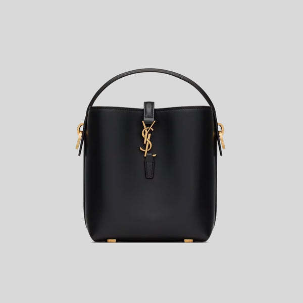 SAINT LAURENT YSL LE 37 Mini Bucket Bag In Shiny Leather Black 7658702R20W2 lussocitta lusso citta