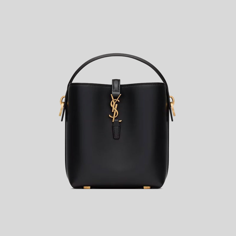 SAINT LAURENT YSL LE 37 Mini Bucket Bag In Shiny Leather Black 7658702R20W2 lussocitta lusso citta