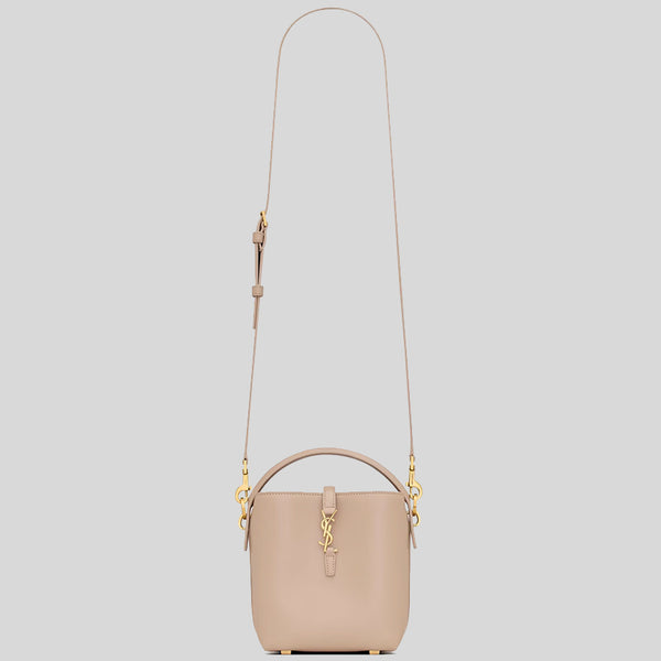 SAINT LAURENT YSL LE 37 Mini Bucket Bag In Shiny Leather Dark Beige 7658702R20W2