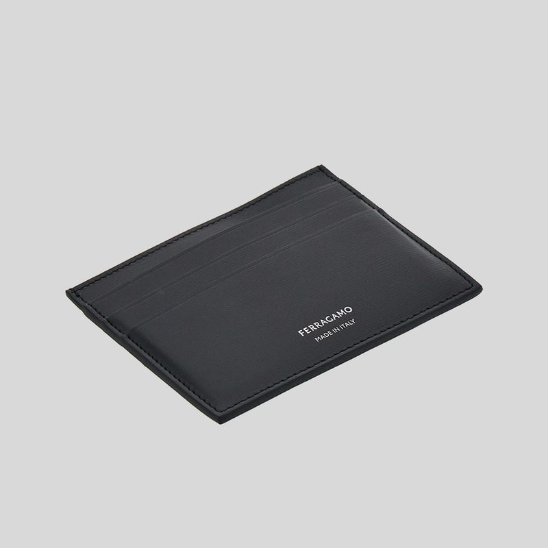 FERRAGAMO Classic Men's Credit Card Holder Black 772114
