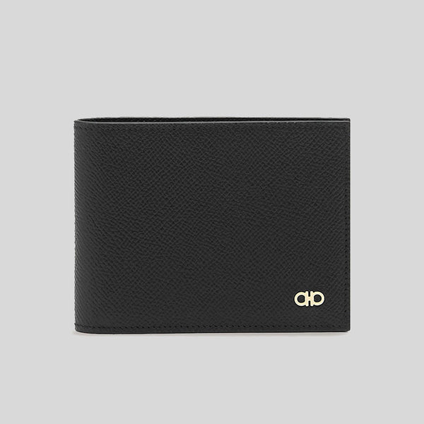FERRAGAMO Gancini Men's Leather Bifold Wallet Black 775644 lussocitta lusso citta