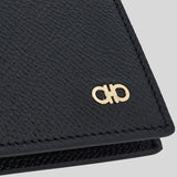 FERRAGAMO Gancini Men's Leather Bifold Wallet Black 775644