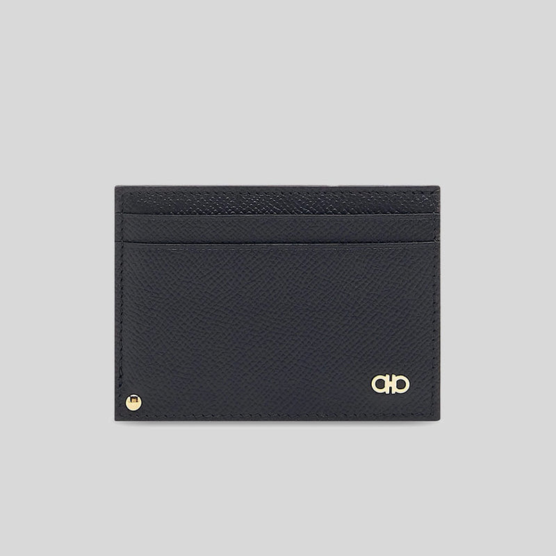 FERRAGAMO Men's Credit Card Holder With ID Slot Black 775660 lussocitta lusso citta