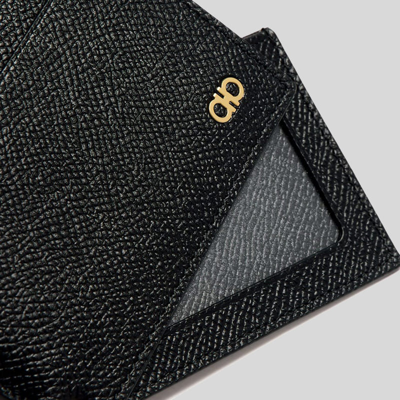 FERRAGAMO Men's Credit Card Holder With ID Slot Black 775660