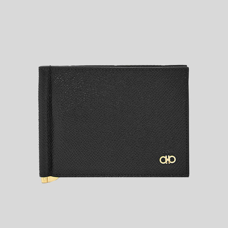 FERRAGAMO Gancini Men's Wallet With Money Clip Black 776473