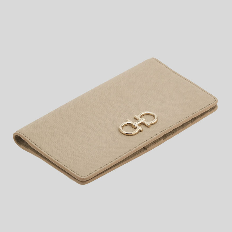 FERRAGAMO Gancini Continental Wallet Stone 779462