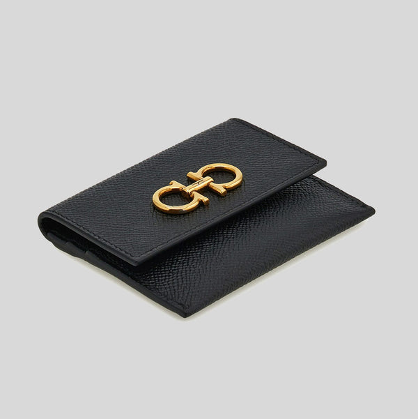 FERRAGAMO Gancini Card Holder Black 779901