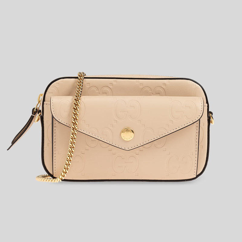 GUCCI Gilbert Calf Mini Crossbody Bag Beige 781554