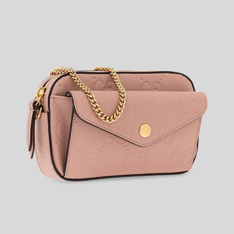 GUCCI Gilbert Calf Mini Crossbody Bag Dusty Rose 781554