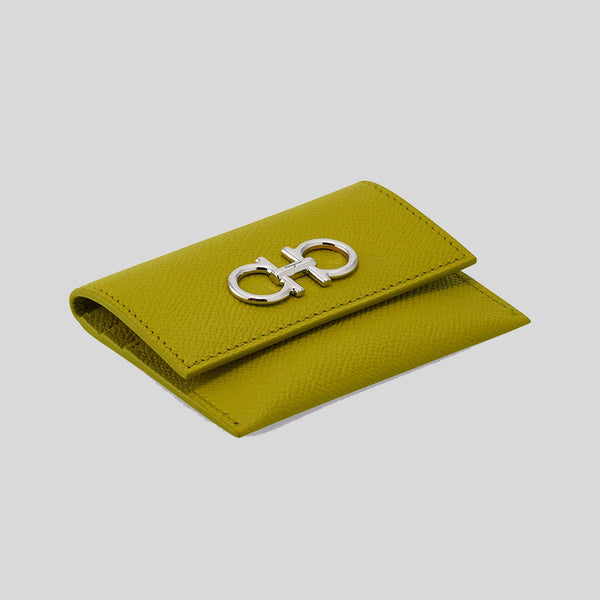 FERRAGAMO Gancini Card Holder Lemongrass 785212
