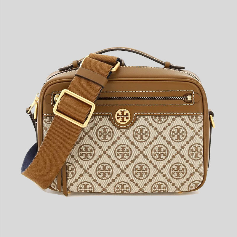 TORY BURCH T Monogram Jacquard Camera Bag Hazelnut 79356