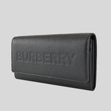 BURBERRY Porter Leather Flap Continental Long Wallet Black 80528341