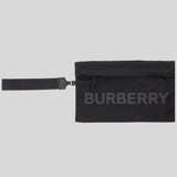 Burberry Unisex Logo Print Nylon Zip Wristlet Pouch Black 80528401