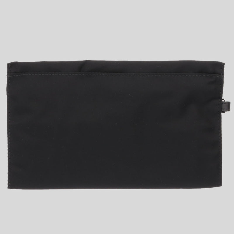 BURBERRY Unisex Logo Print Nylon Zip Wristlet Pouch Black 80528401