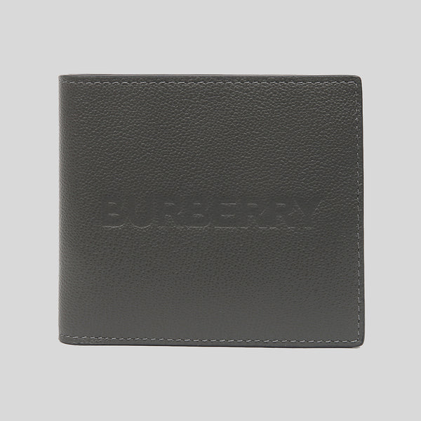 Burberry Embossed Logo Leather International Bifold Wallet In Charcoal Grey 80528821