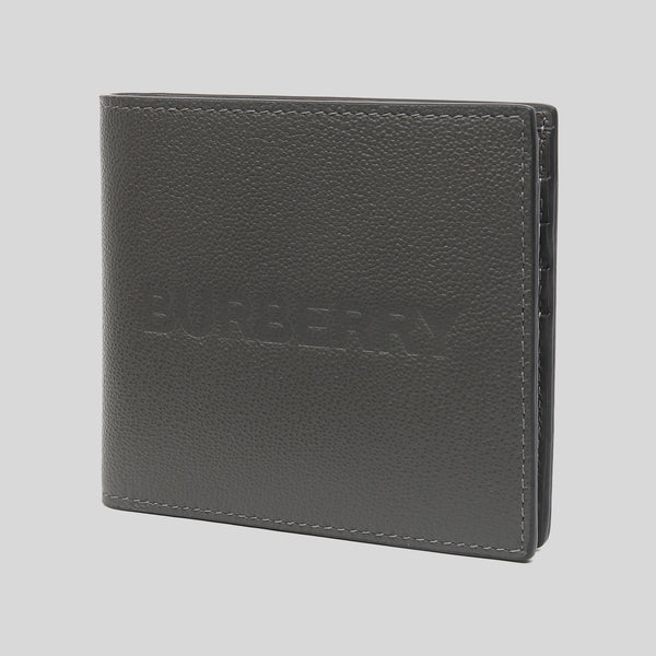 BURBERRY Embossed Logo Leather International Bifold Wallet In Charcoal Grey 80528821