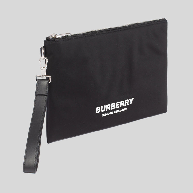 Burberry Logo-printed Zipped Clutch Bag in Black for Men