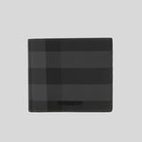 BURBERRY Men's Reg CC Charcoal Check Canvas Bifold Wallet Charcoal 8070273 lussocitta lusso citta