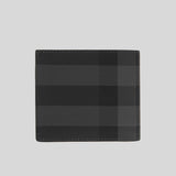 BURBERRY Men's Reg CC Charcoal Check Canvas Bifold Wallet Charcoal 8070273