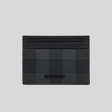 BURBERRY Sandon Charcoal Check and Leather Card Case Charcoal 8070275