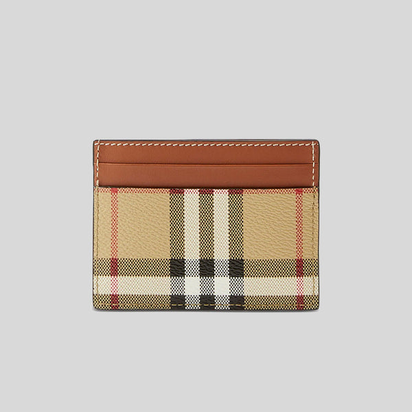BURBERRY Vintage Check And Leather Card Case Archive Beige 8070418