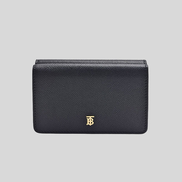 BURBERRY Women's Lark TB Hardware Grainy Small Trifold Wallet Black 8074204 lussocitta lusso citta