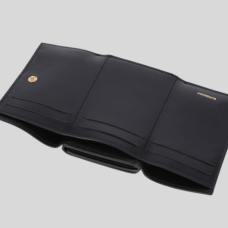 BURBERRY Women s Lark TB Hardware Grainy Small Trifold Wallet Black 80 LussoCitta