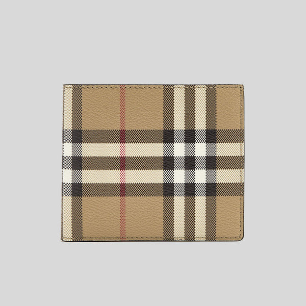 BURBERRY Men's Reg CC Vintage Check Canvas Bifold Wallet Archive Beige 8084174 lussocitta lusso citta