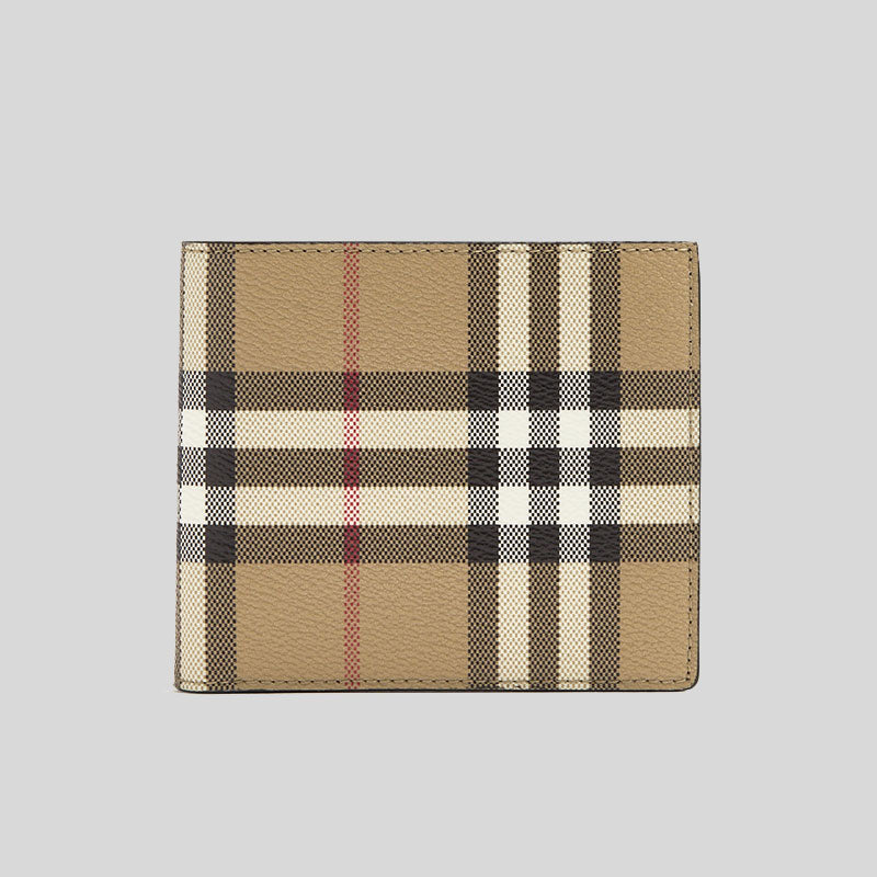 BURBERRY Men's Reg CC Vintage Check Canvas Bifold Wallet Archive Beige 8084174 lussocitta lusso citta