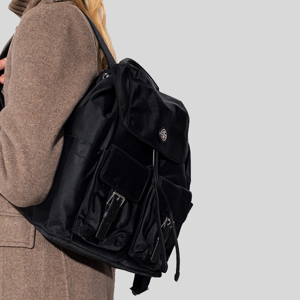 Tory Burch Nylon Flap Backpack Black 85061