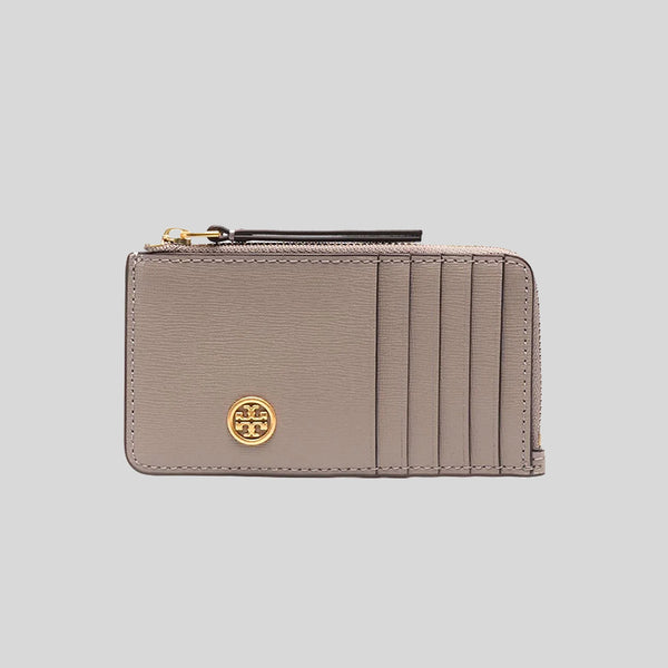 Tory Burch Robinson Top Zip Card Case Grey Heron 87162