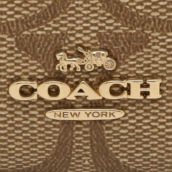 Coach Mini Skinny Id Case In Signature Canvas Khaki Saddle 88208