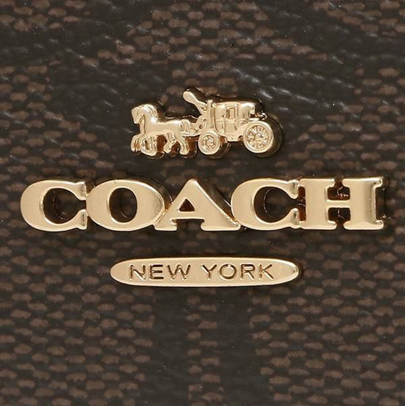 COACH Mini Skinny Id Case In Signature Canvas Brown 1941 Red 88208